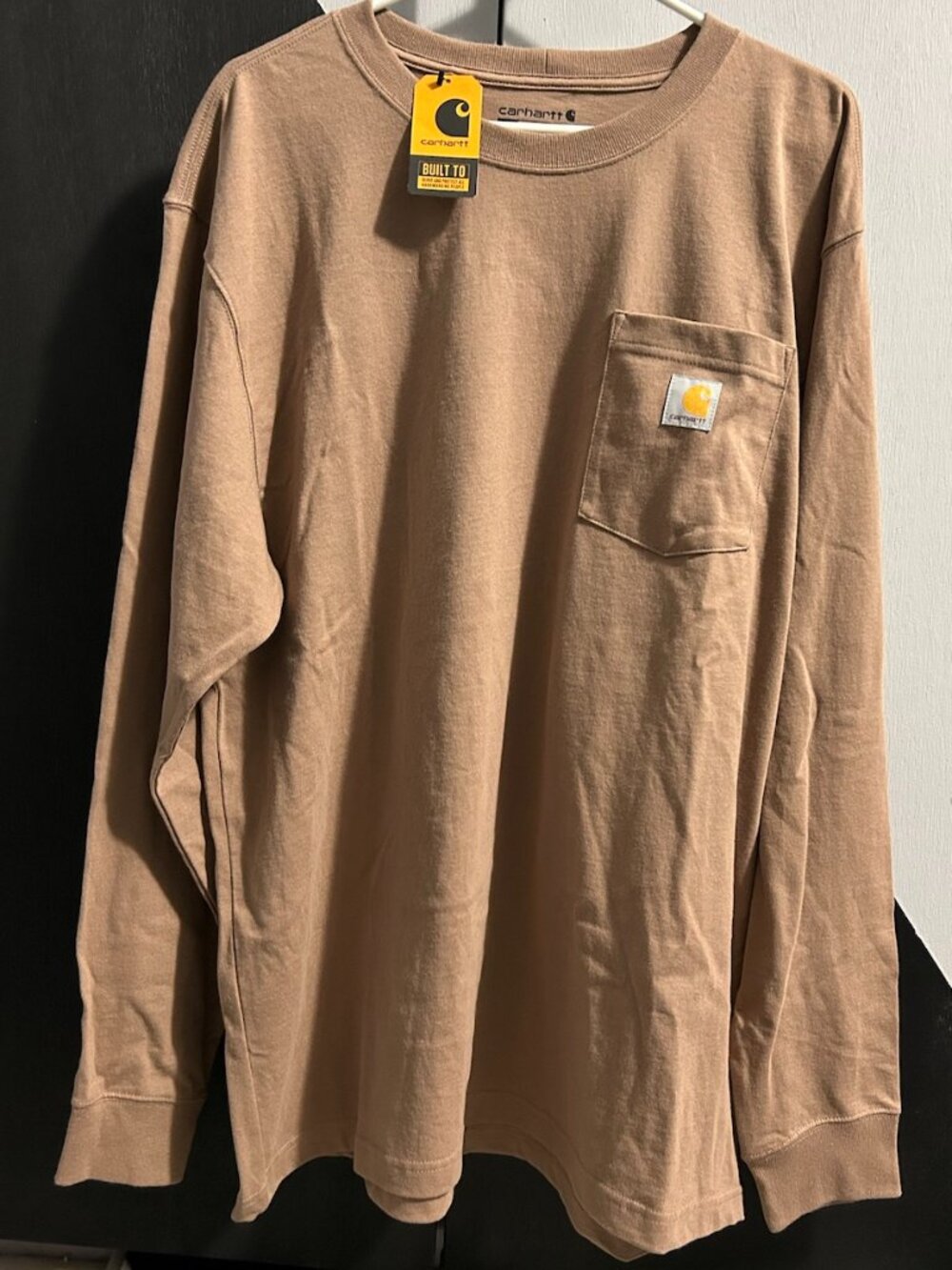 NWT Carhartt Loose Fit Heavyweight LS Pocket T-Shirt Soft Sepia Men's L
